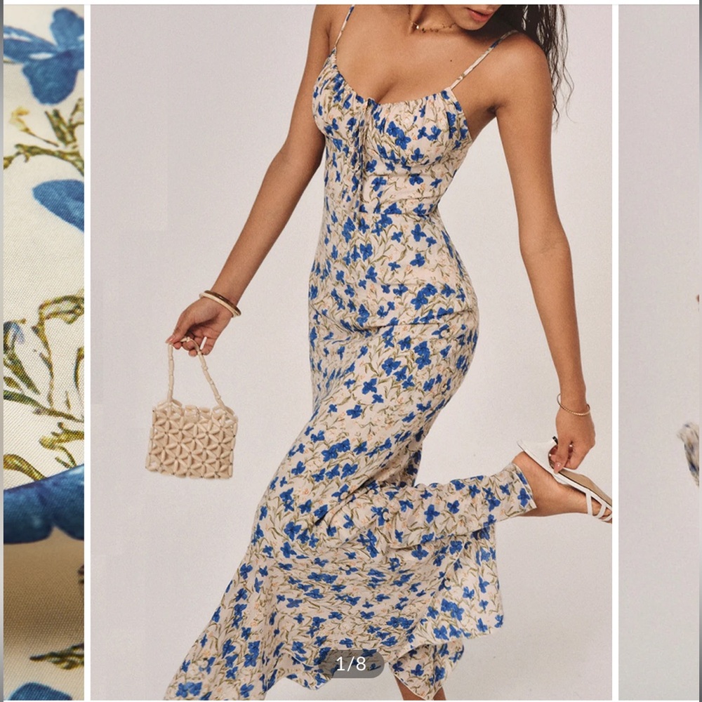 NWT Floral Print Knotted Irregular Hem Long Dress